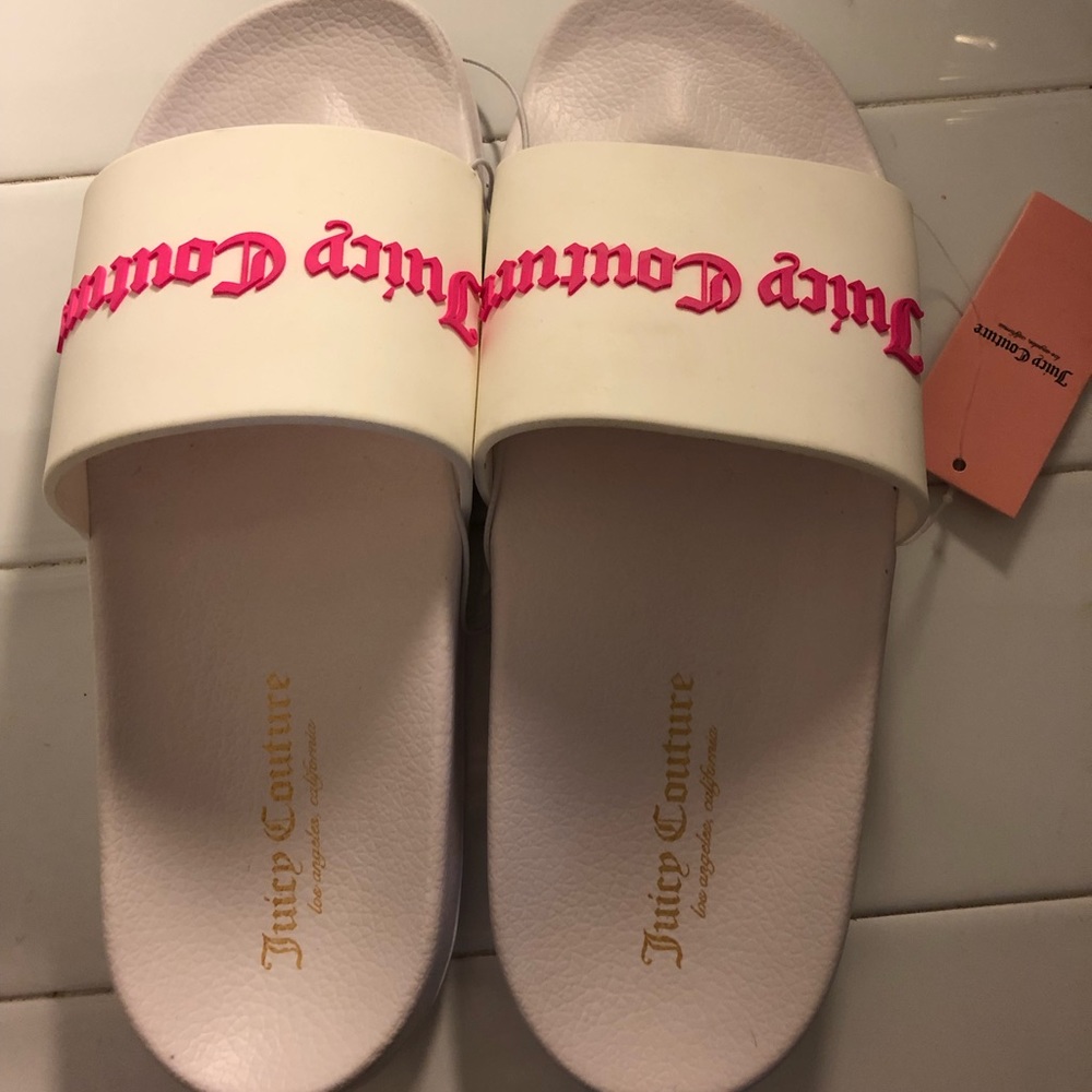 Pink & white juicy couture slides